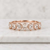 Rose Round Cut Moissanite Bridal Wedding Ring Classic 7 Stones Band