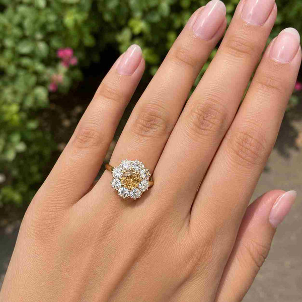 Art Deco Vivid Blue Oval Diamond Engagement Ring Blue Lab Grown Diamond SolidGold Ring Baguette & Round Cut Sunburst Halo Diamond Women Ring
