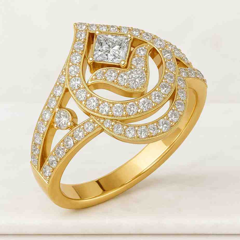 Artdeco 2CT Kite Moissanite Engagement Ring Set Vintage 14K Gold Bridal Wedding Anniversary Sets