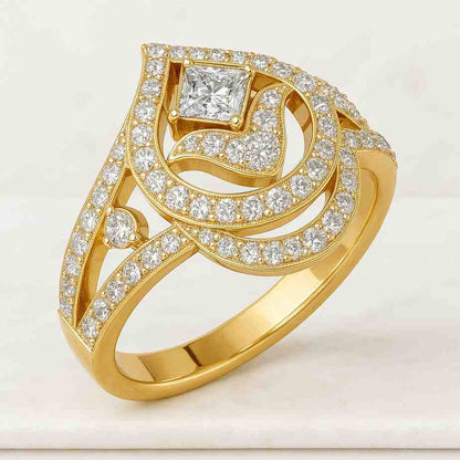 Artdeco 2CT Kite Moissanite Engagement Ring Set Vintage 14K Gold Bridal Wedding Anniversary Sets