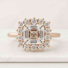 2.00 Carat Asscher Cut Moissanite Halo Promise Ring