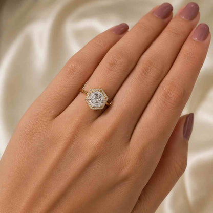Asscher Cut Diamond Ring Halo Engagement Rings Step Cut Diamond Proposal Ring Pave Setting Ring Antique Cut Diamond Solitaire Wedding Ring