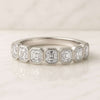 Bezel Set Asscher Cut Moissanite Diamond Half Eternity Wedding Band