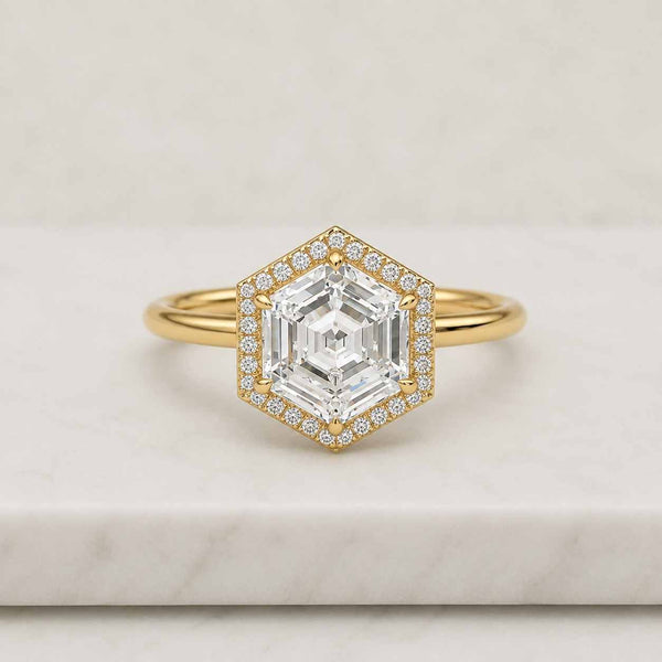 Asscher Cut E,VVS2 IGI Certified Diamond Ring Halo Engagement Rings Step Cut Ring Antique Cut Diamond Wedding Ring