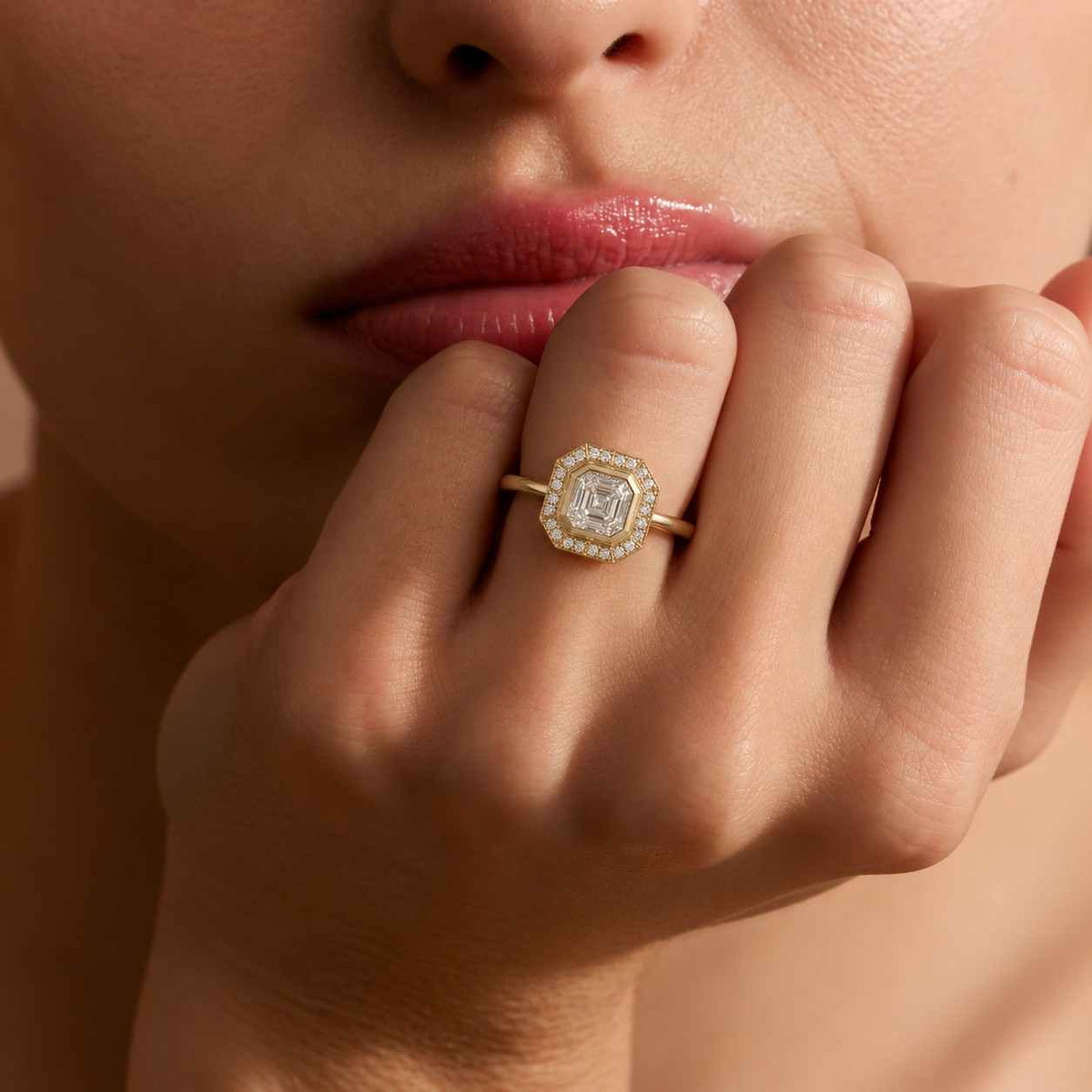 Asscher Cut Lab Grown Diamond Solitaire Engagement Ring, Compass Prong Set Asscher Diamond Ring, IGI Certified Diamond Ring, Ring for Women
