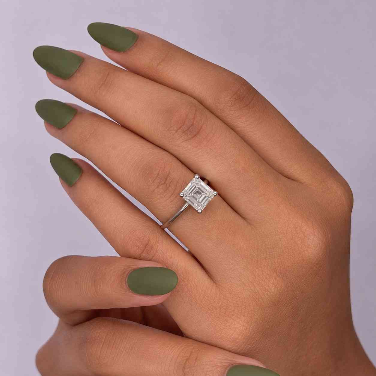 Asscher Cut (Square Emerald Cut) 2 Carat IGI Certified D Color VVS2 Clarity Lab Grown Diamond Solitaire Engagement Ring Handmade of 14k Gold
