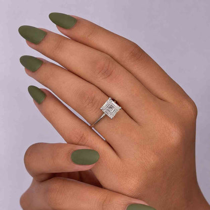 Asscher Cut (Square Emerald Cut) 2 Carat IGI Certified D Color VVS2 Clarity Lab Grown Diamond Solitaire Engagement Ring Handmade of 14k Gold
