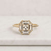 14K Princess Cut Lab Diamond Baguette & Round Halo Ring