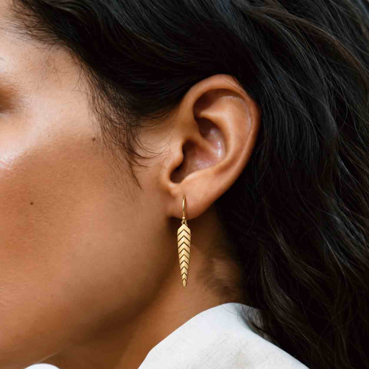 Ayla Chunky Ribbed Gold Hoop Earrings
