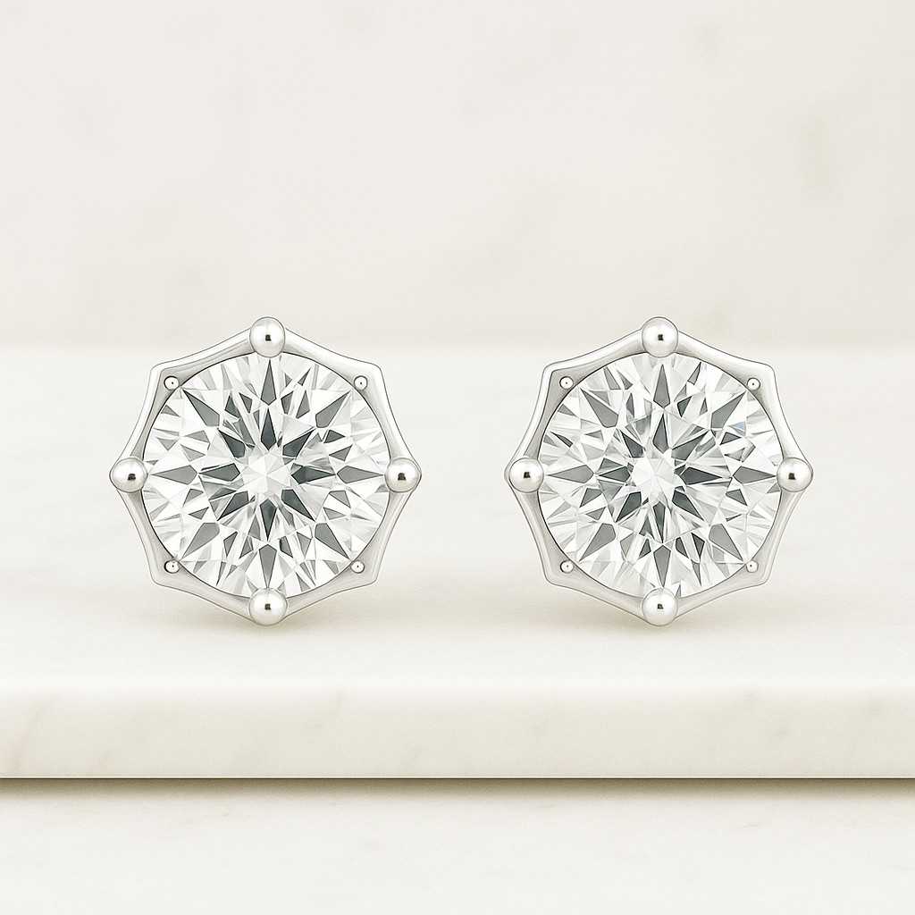 BEST PRICED 1 Carat Total Round Ideal Cut IGI Certified D Color VVS1 Clarity Lab Grown Diamond Stud Earrings 14k Gold Basket Pushbacks