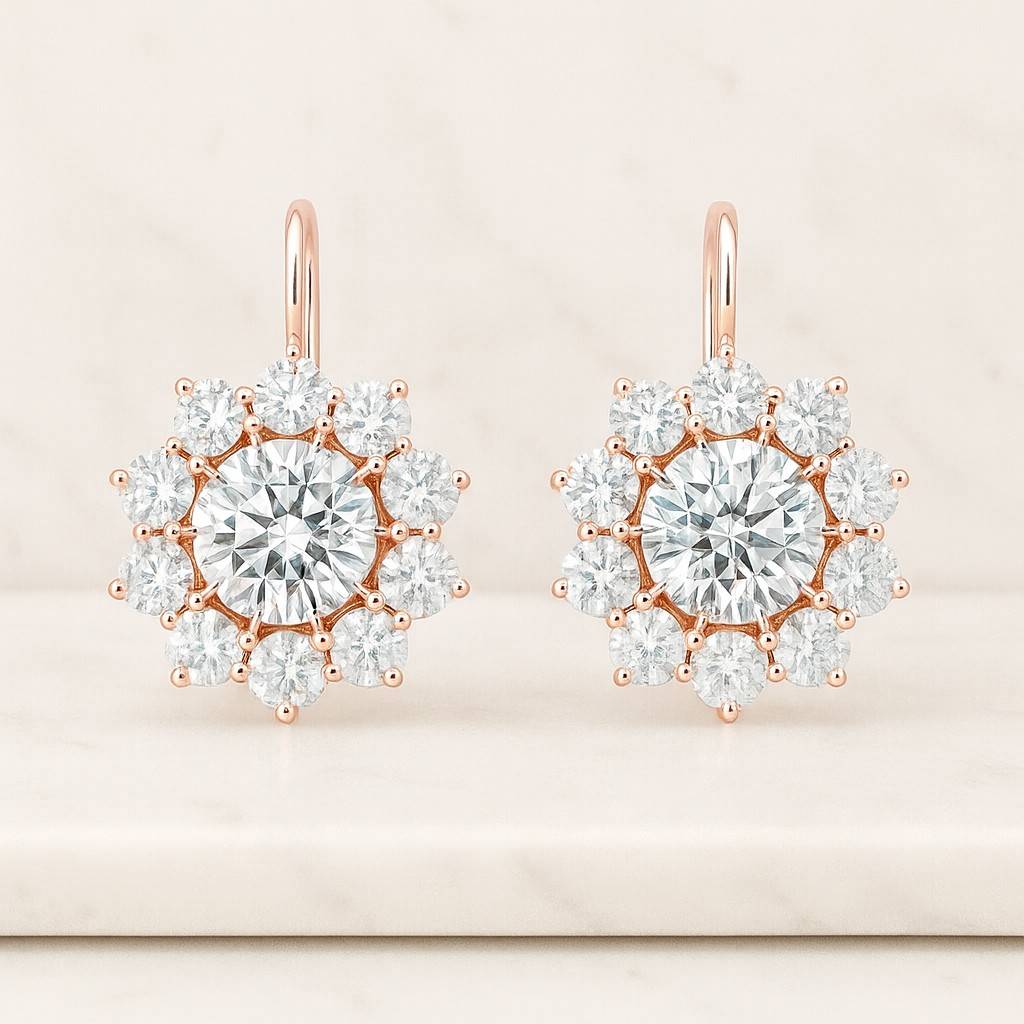 Baby Move Diamond Earrings Movable 4 MM Round Cut Lab Grown Diamond Wedding Earrings