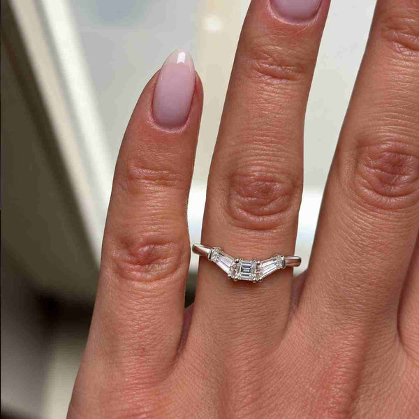 Baguette Cut Lab Grown Diamond Band, Baguette Wedding Band, Half Eternity Band, Thin Stackable band, Perfect gift
