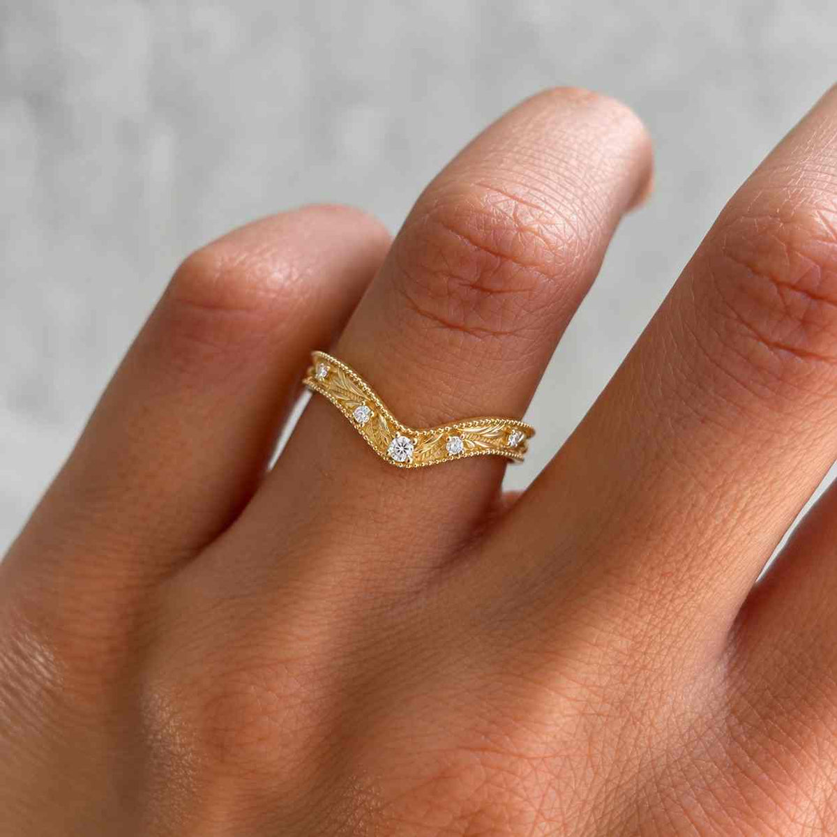 baguette cut lab grown diamond chevron band, bar set moissanite wedding band, 18k solid gold engagement band, anniversary gift for wife
