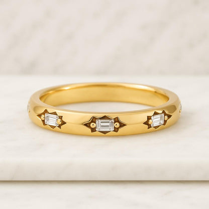 Baguette Cut Moissanite Wedding Band Bar Set Engagement Band Half Etyernity Promise Band