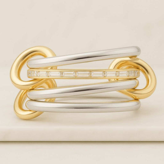 Baguette Diamond Connector Ring For Her