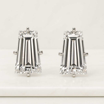 Baguette Diamond Studs 14k Gold Baguette Diamond Stud Earring Tension Set Single