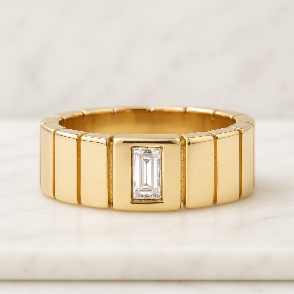 Baguette  Lab Grown Diamond Half Eternity Band Stackable Diamond Wedding Band