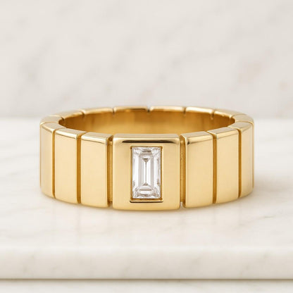 Baguette  Lab Grown Diamond Half Eternity Band Stackable Diamond Wedding Band