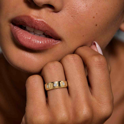 Baguette Moissanite Three Stone Wedding Band: Handmade Anniversary Ring
