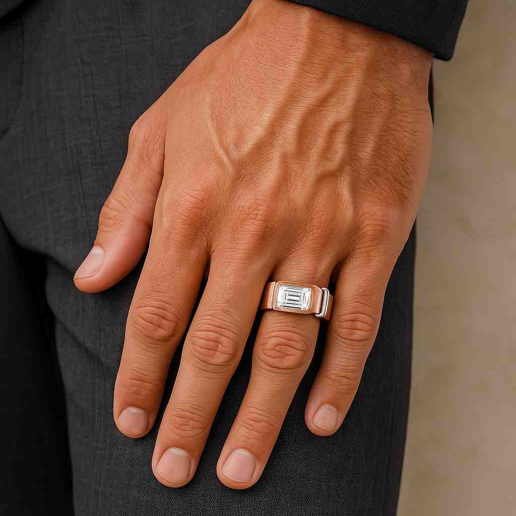 Baguette Ring, Baguette Open Ring, Gold Baguette Ring