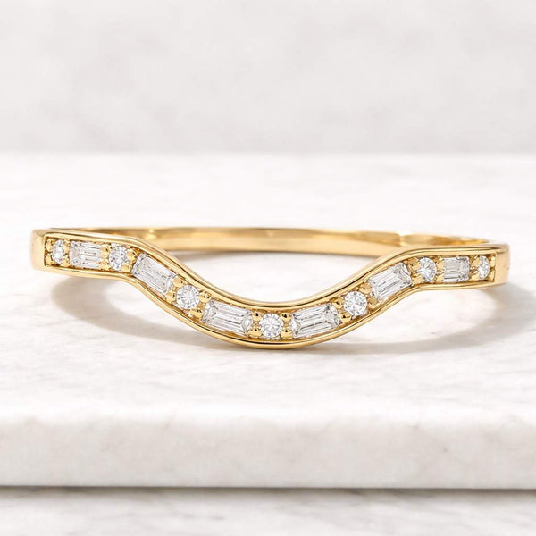 Baguette & Round Cut Lab Grown Diamond Curved Band