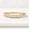 14k Solid Yellow Gold Baguette Diamond Curved Wedding Band
