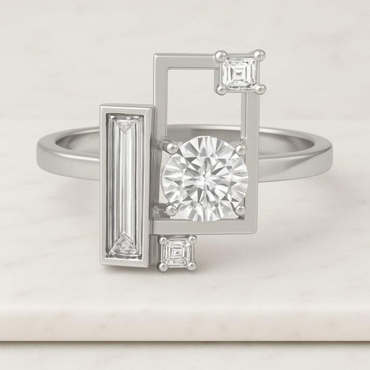 Baguette and Round cut Lab Grown Diamond in solid gold Band Full Eternity Band