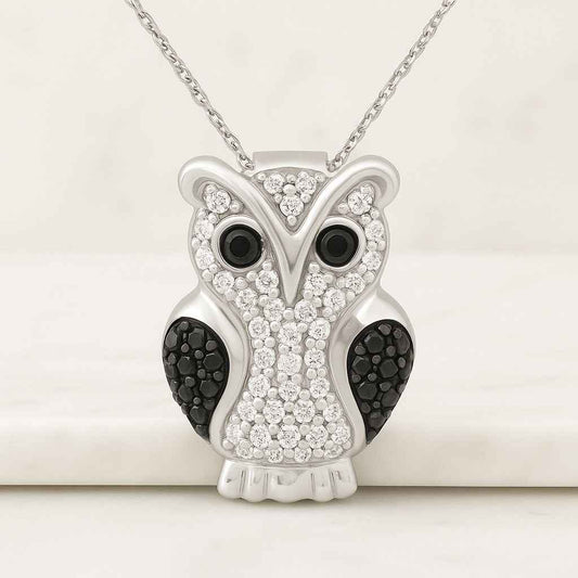 Barn Owl Necklace Bronze Bird Charm 14kt Gold Filled Chain