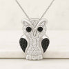 10K Gold Owl Black And White Lab Grown Diamond Pendant Necklace