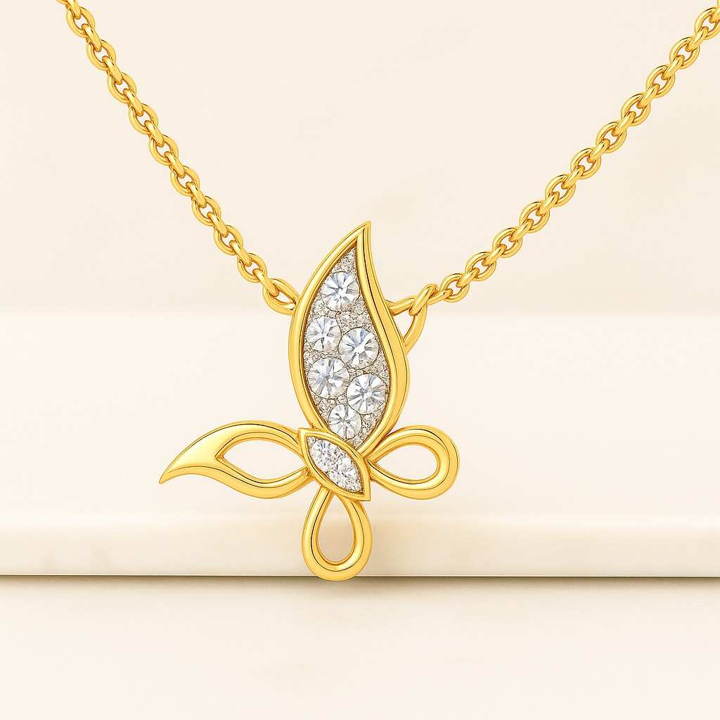 Beautiful Butterfly Shape Proposal Necklace In 14K Solid Gold