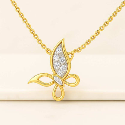 Beautiful Butterfly Shape Proposal Necklace In 14K Solid Gold