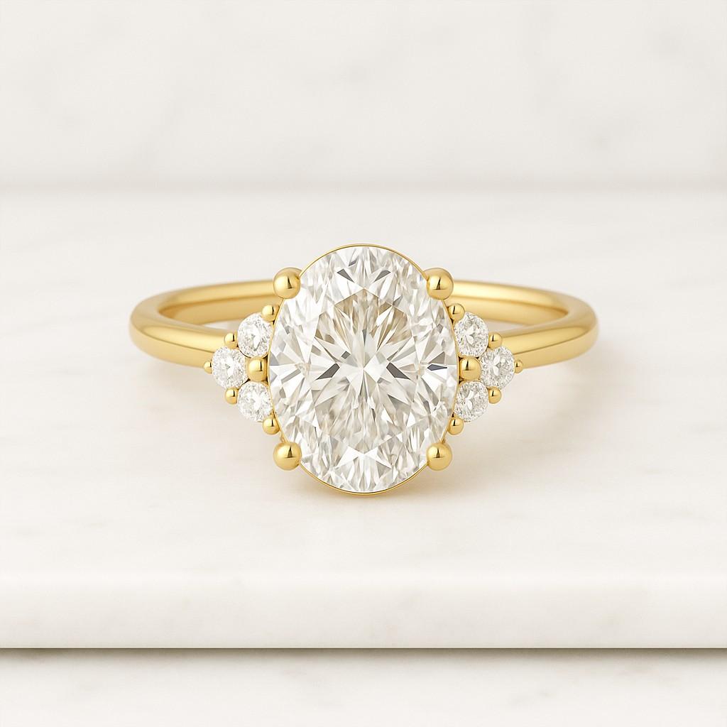 best anniversary gift for wife oval lab grown diamond ring igi certified 14k yellow gold halo setting accent round stones bridal engagement anniversary gift