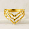 V Shaped Chevron Three Row 14K Gold Proposal Ring For Her