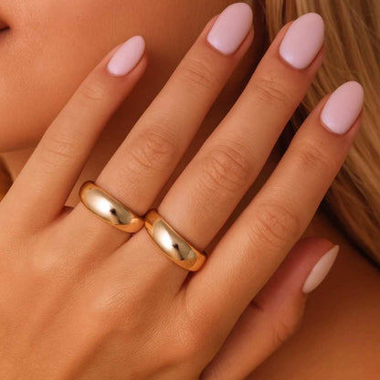 Bevelled Gold Ring for Men Women 14k Yellow Gold Wedding Band Flat Matte Ring