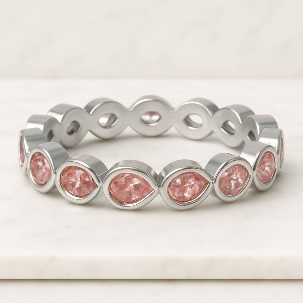 14K Gold Round Cut Bezel Set Lab Grown Diamond Eternity Ring