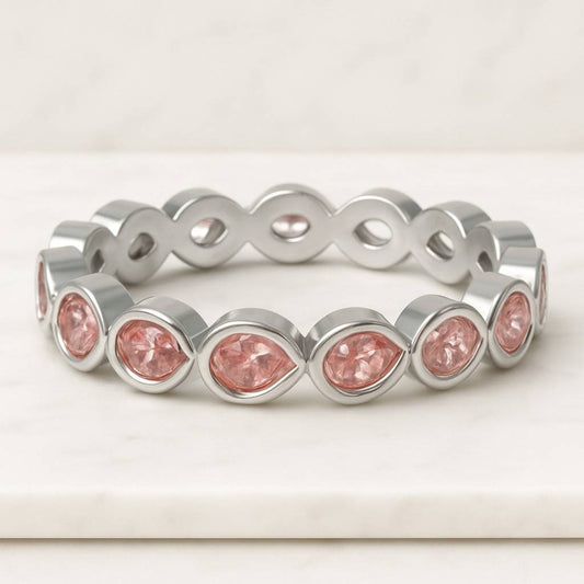 14K Gold Round Cut Bezel Set Lab Grown Diamond Eternity Ring