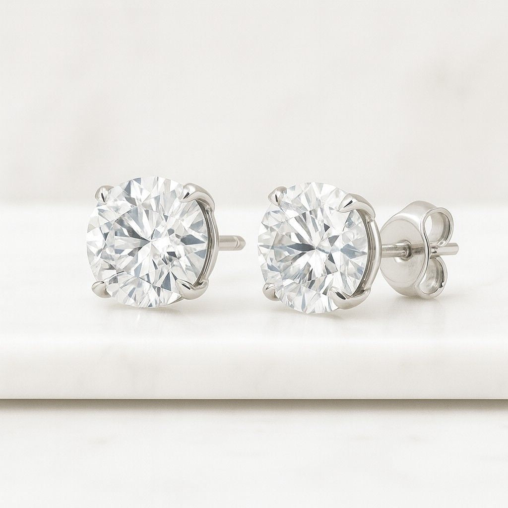 Natural White Round Diamond Earring Round Brilliant Cut Earring Prong Earring Engagement Earring