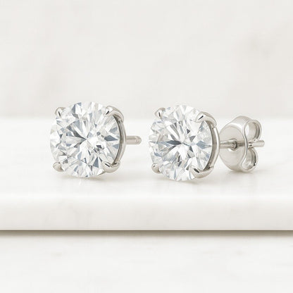 Natural White Round Diamond Earring Round Brilliant Cut Earring Prong Earring Engagement Earring