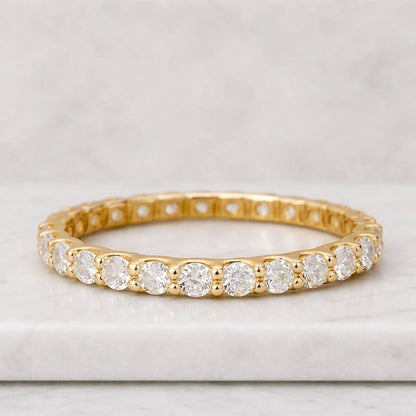 Round Lab Grown Diamond Wedding Band, EF/VVS Round Lab Created Diamond Full Eternity Band, Bridal Ring Set Band, Stacking Band Birthday Gift
