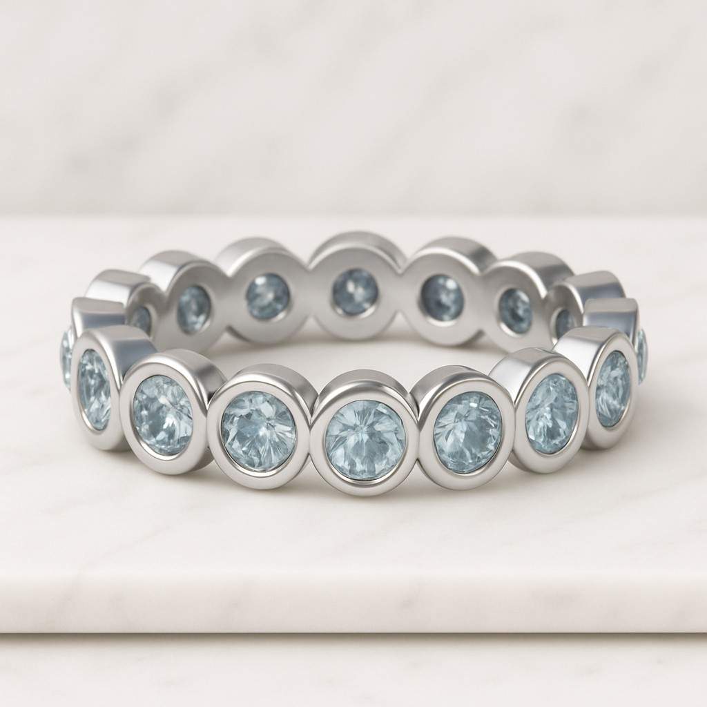 Bezel Set Cushion Diamond Wedding Band