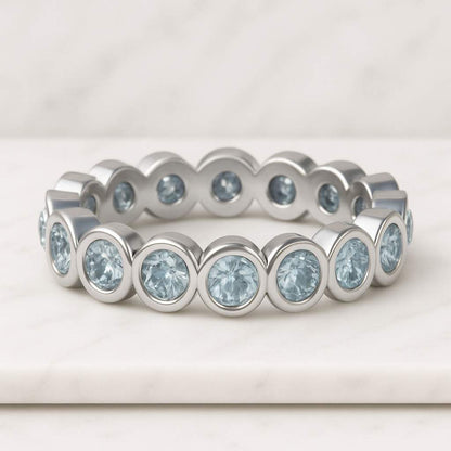 Bezel Set Cushion Diamond Wedding Band