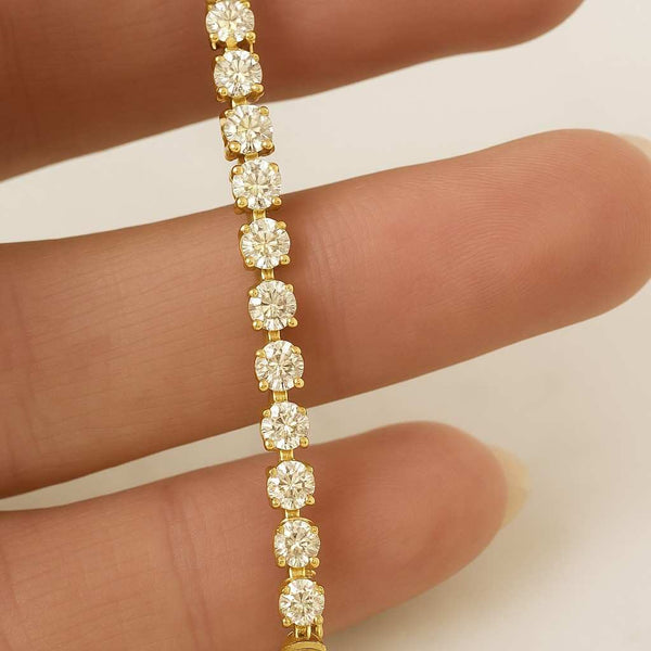 Bezel Set Diamond Bracelet Moissanite Diamond Bracelet Gold Bezel Lab Grown Diamond Tennis Bracelet Wedding Jewelry