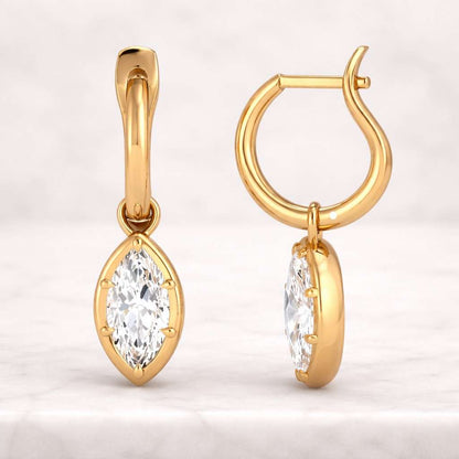 Bezel Set Drop Dangle Earrings