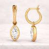 Marquise Cut Lab Grown Diamond Drop Earrings Gold Bezel Set