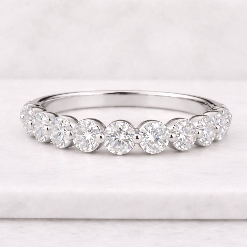 bezel set half eternity band