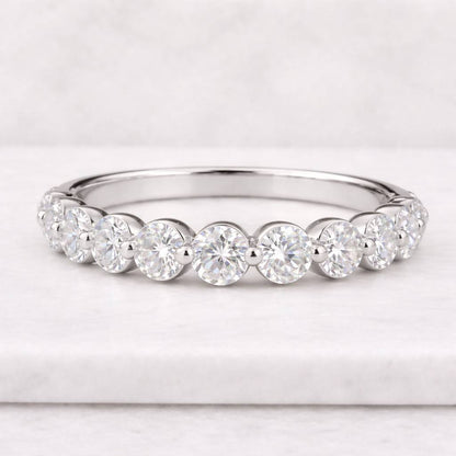 Bezel Set Half Eternity Band