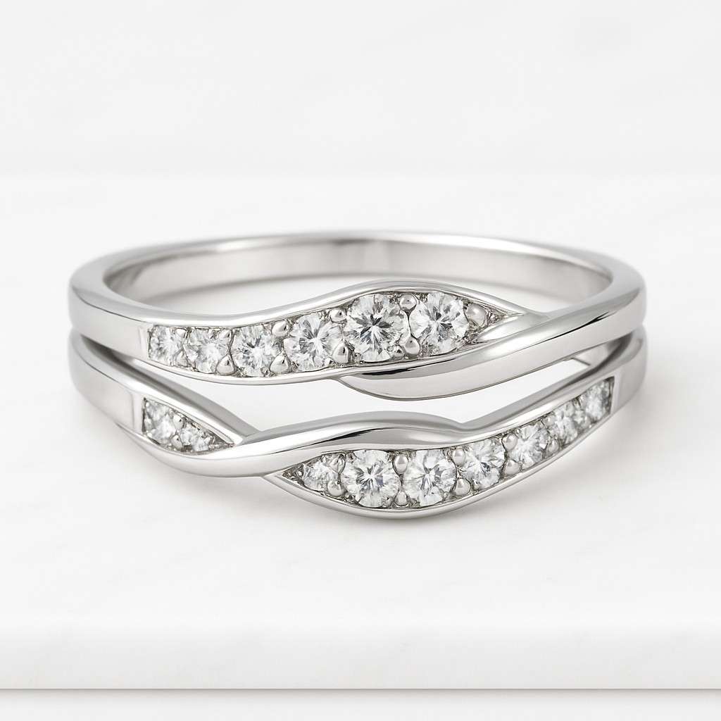 Bezel Set Kite Cut Moissanite Wedding Band Open Cuff Adjustable Ring 14k Gold Dainty Stackable Band for Women Matching Ring Gift For Her