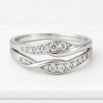 Bezel Set Kite Cut Moissanite Wedding Band Open Cuff Adjustable Ring 14k Gold Dainty Stackable Band for Women Matching Ring Gift For Her