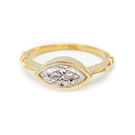 Bezel Set Marquise Cut Diamond Engagement Ring