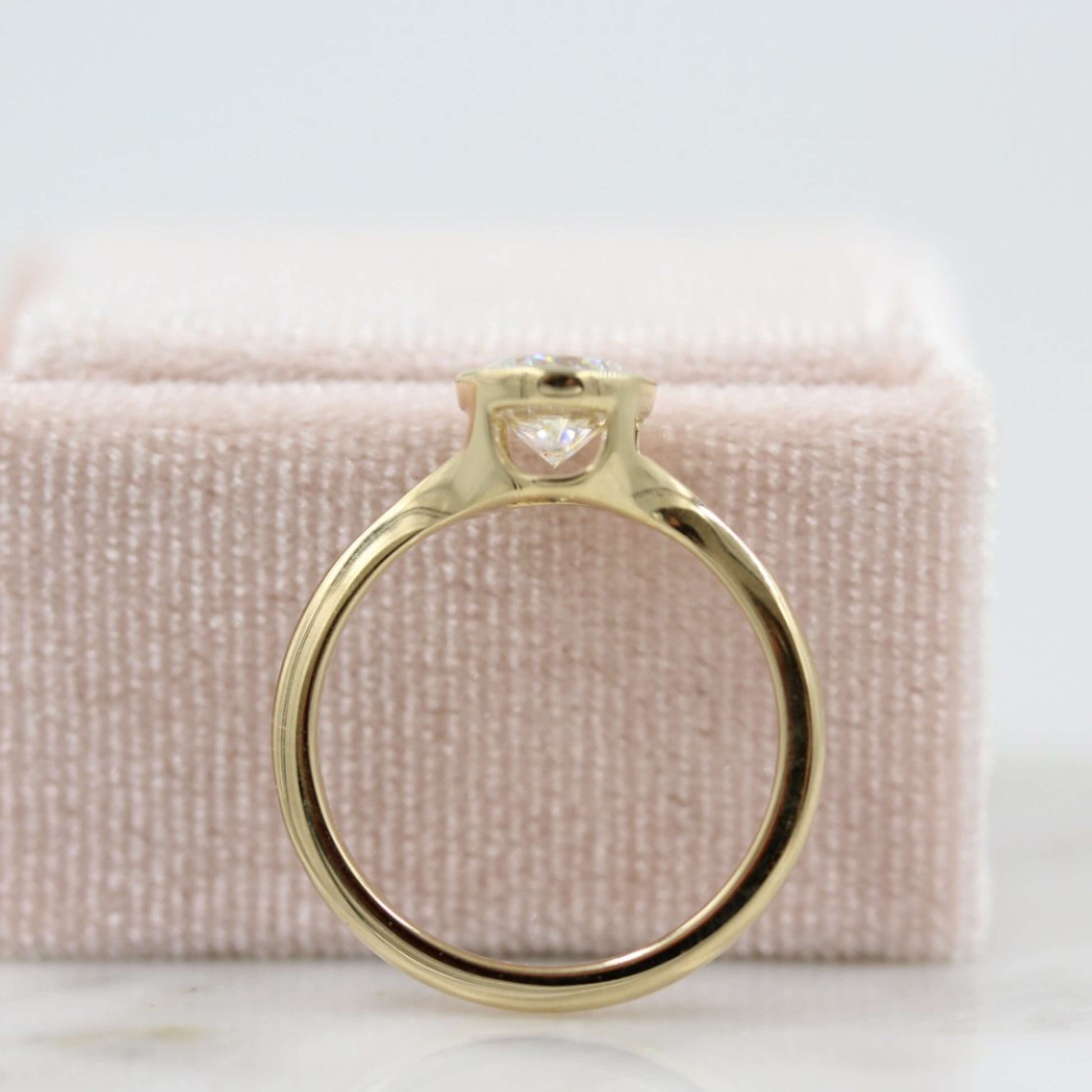 Bezel Set Round-Cut Engagement Ring in 14k Solid Gold